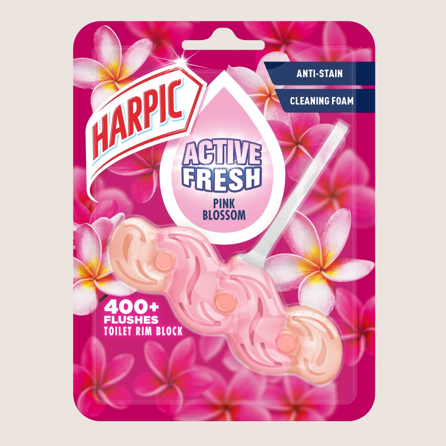 Harpic Active Fresh Pink Blossom Toilet Rim Block Single