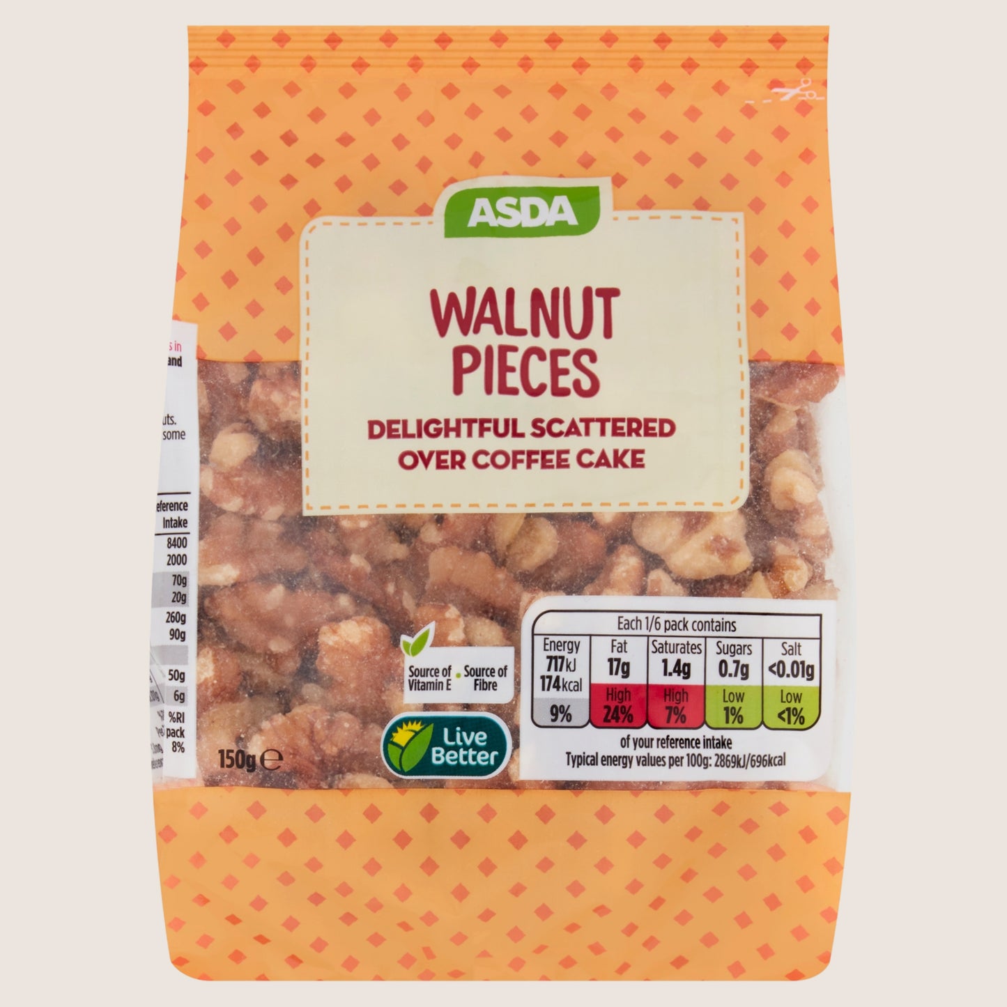 ASDA Walnut Pieces Multipack 150g