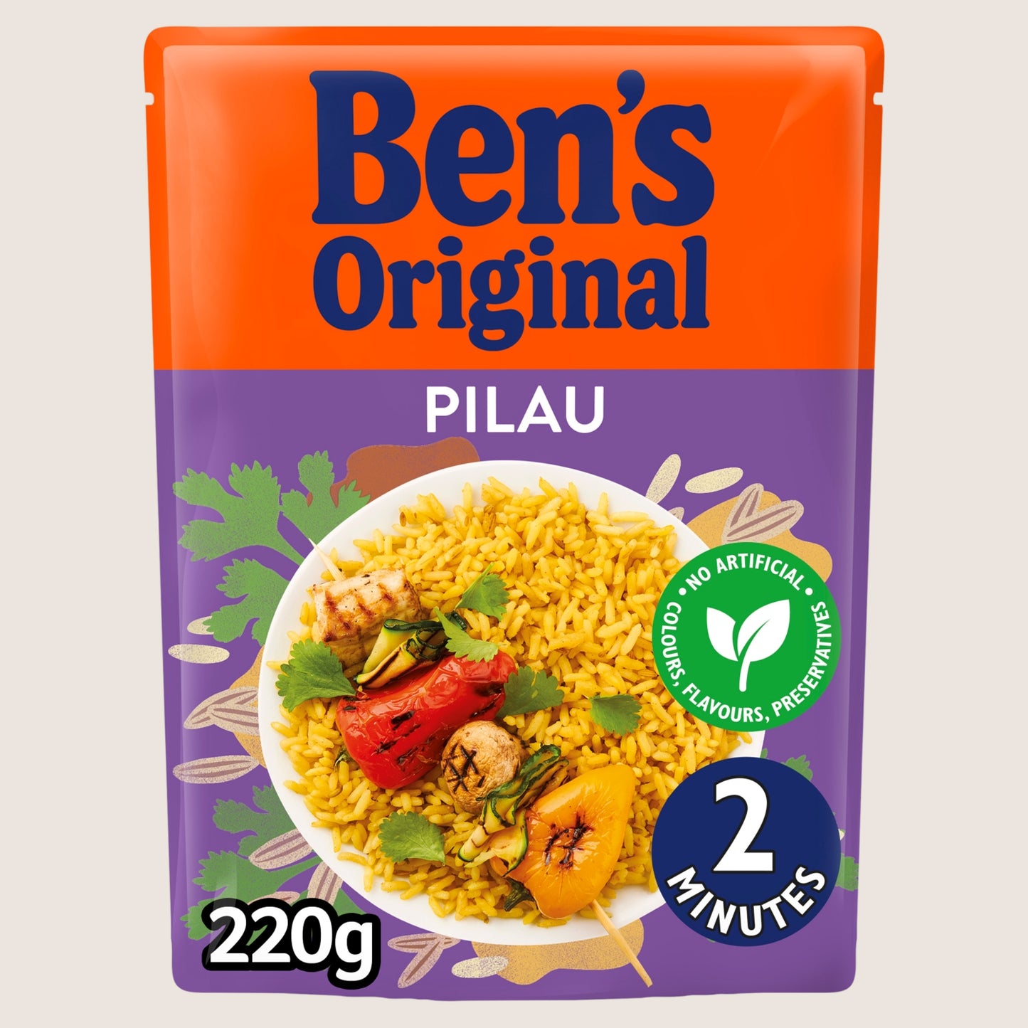 Ben's Original Pilau Microwave Rice No Artificial Additives 220g