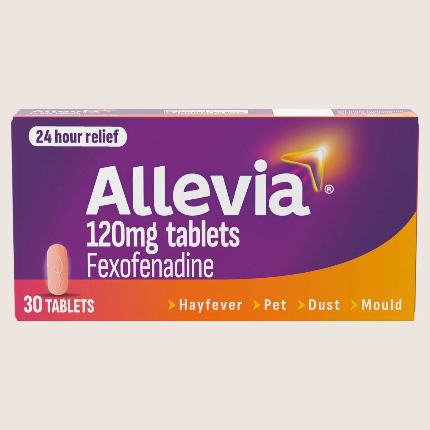Allevia Hayfever & Allergy Relief- 120mg Fexofenadine – 30 Tablets