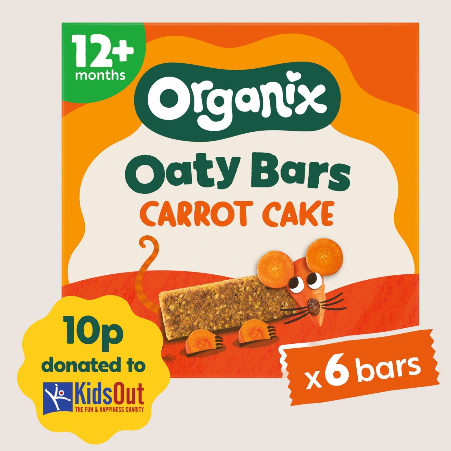 Organix Carrot Cake Soft Oaty Bars Toddler Snacks Multipack 12 months+ Gentle Formula 6x23g