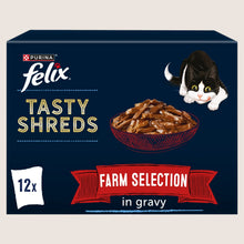Felix Tasty Shreds Farm Selection in Gravy Wet Cat Food With Omega Oils 12x80g