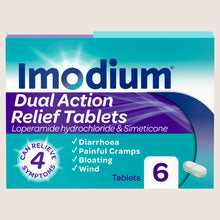 Imodium Dual Action Diarrhoea Cramps Bloating + Wind Relief 6 Tablets
