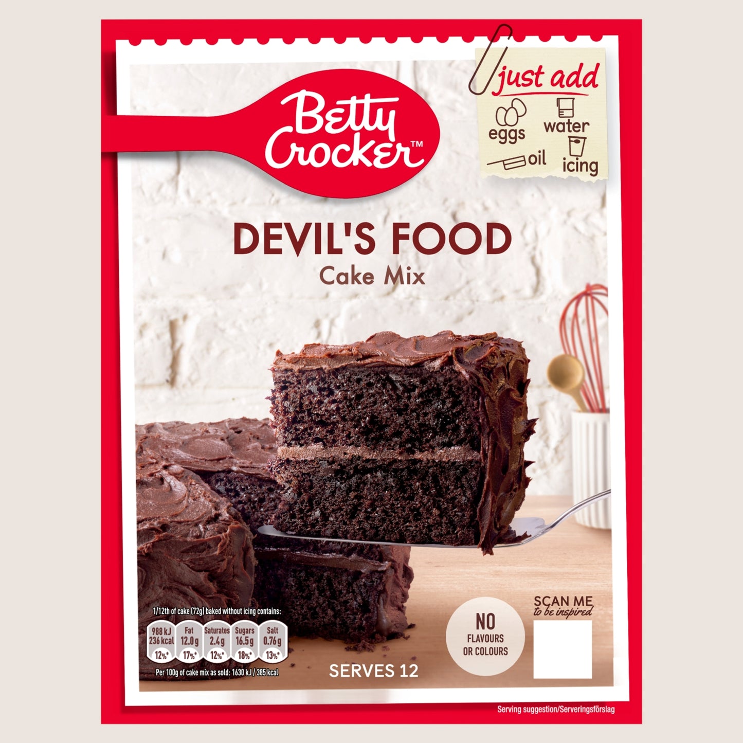 Betty Crocker Devil's Food Cake Mix No Artificial Additives 425g