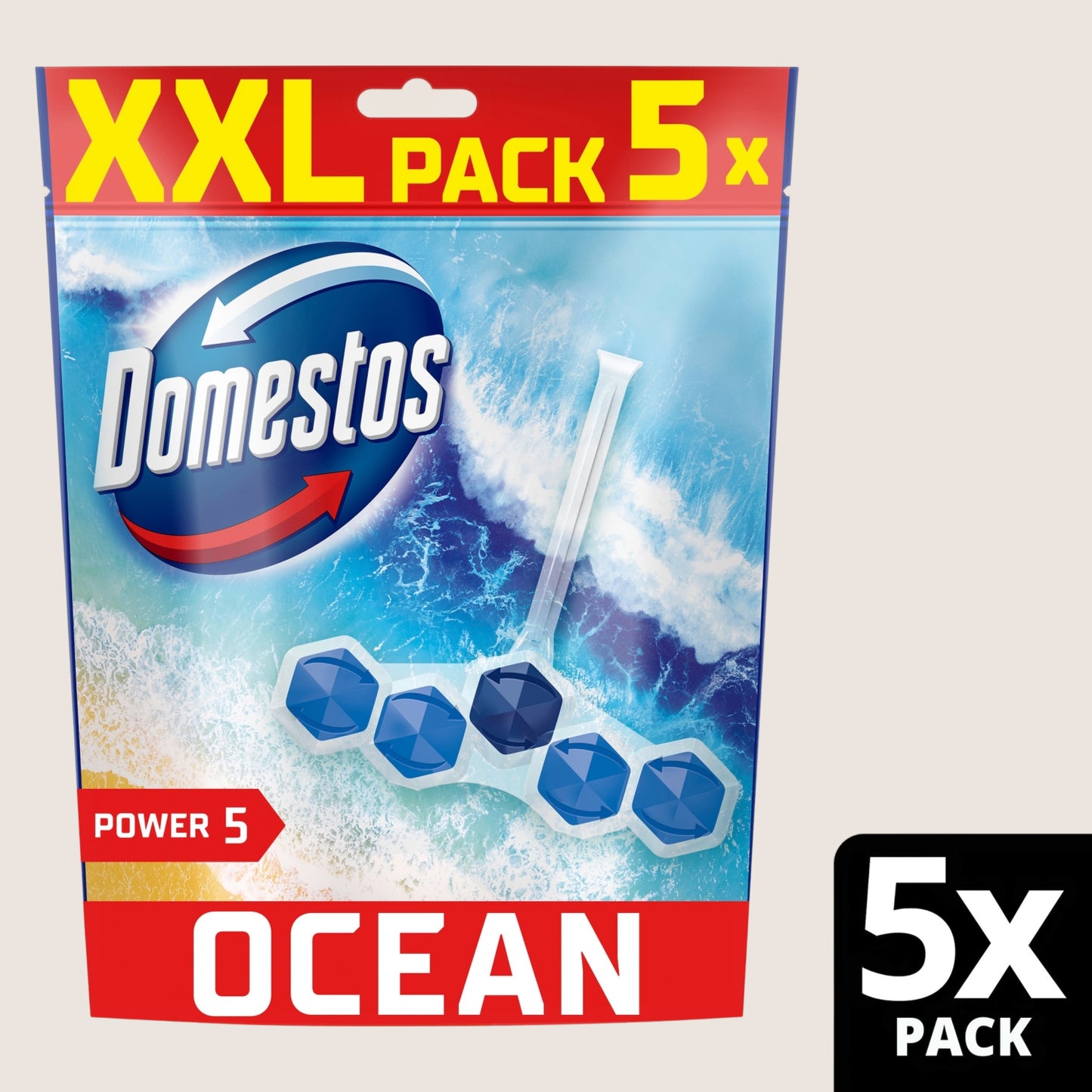Domestos Power 5 Ocean Toilet Rim Blocks 5x 50 g