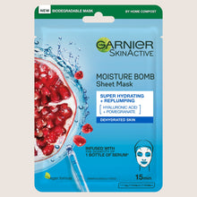 Garnier Moisture Bomb Pomegranate and Hyaluronic Acid Sheet Mask Hydrating & Replumping Gentle Formula 28g