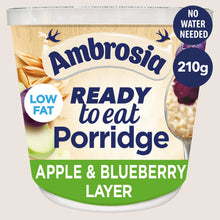 Ambrosia Ready to Eat Porridge Oat Cereal Pot Apple & Blueberry Layer Vitamin Fortified 210g