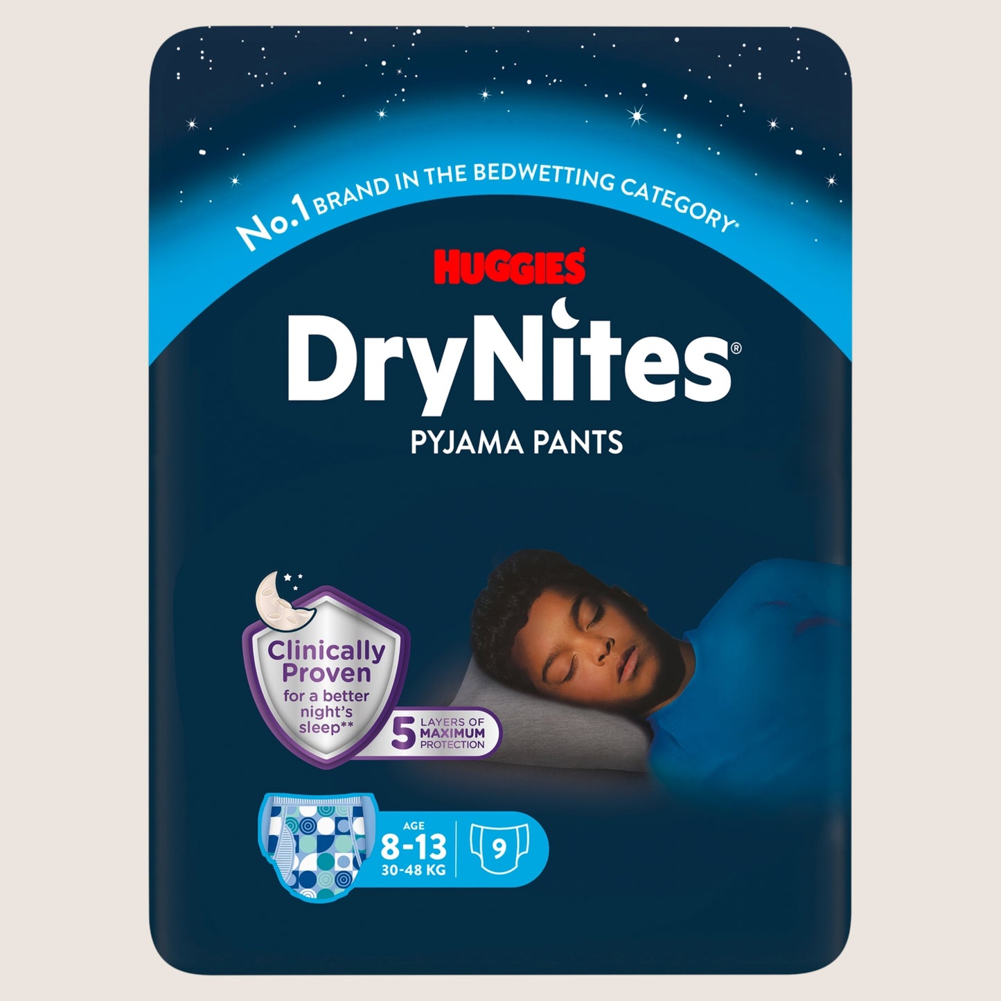 Huggies DryNites Bedwetting Pyjama Nappy Pants Boy - Age 8-13 - 9 pants Gentle Formula