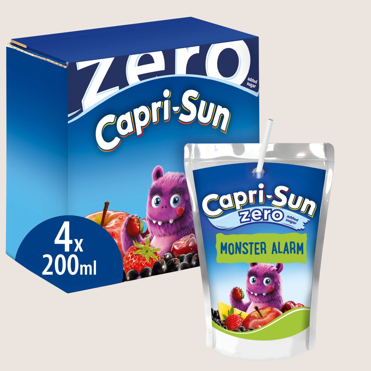 Capri Sun Zero Monster Alarm Kids' Juice Drink No Added Sugar 4x200ml