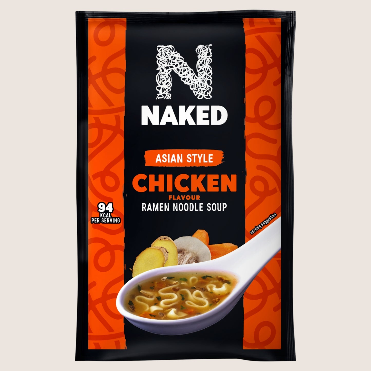 Naked Asian Style Chicken Flavour Ramen Noodle Soup Vegetarian Friendly 25g