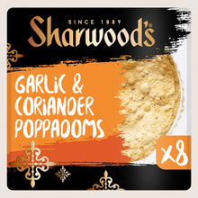 Sharwood's 8 Garlic & Coriander Poppadoms No Artificial Additives