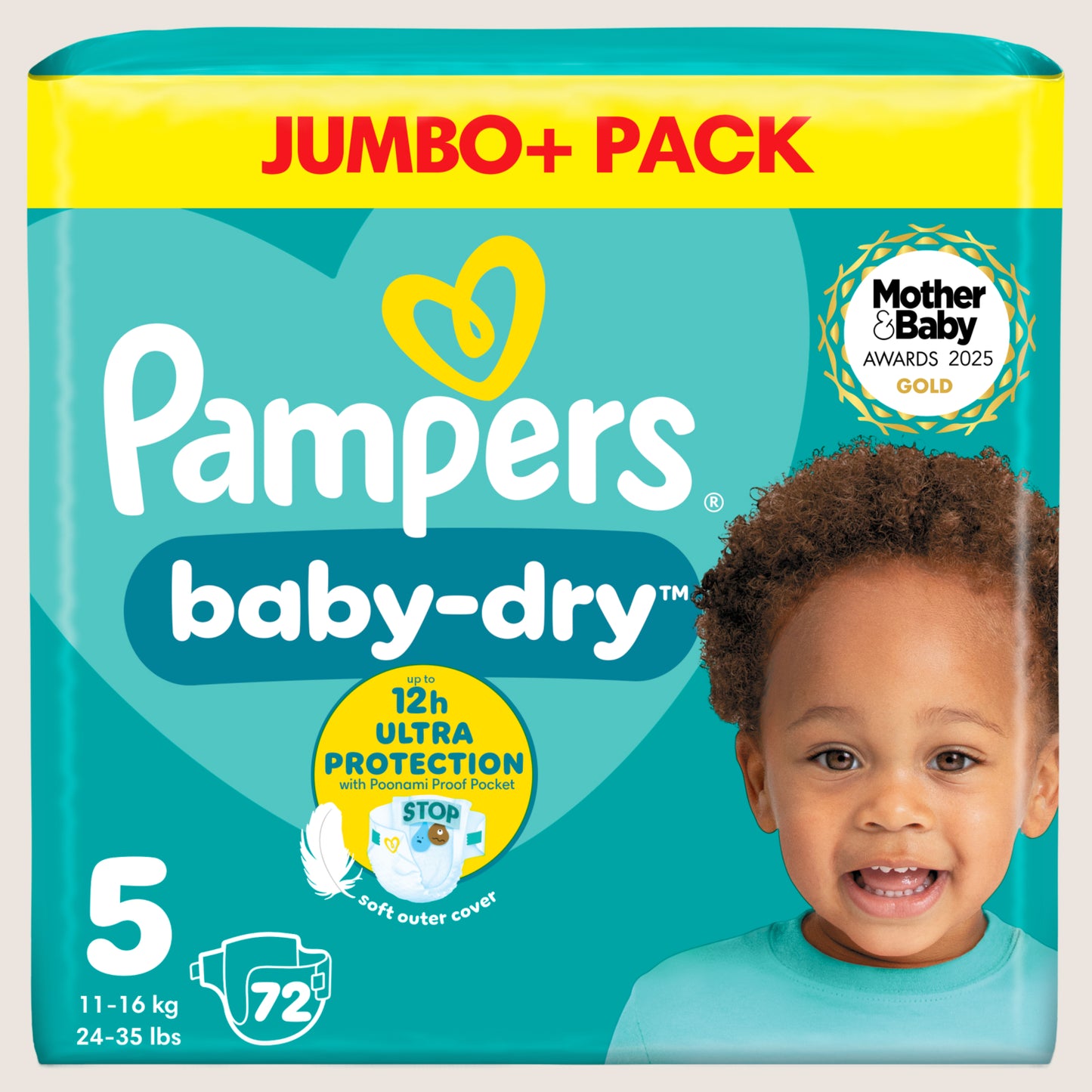 Pampers Baby-Dry Size 5, , - Jumbo+ Pack Size 5 72 Nappie 11kg