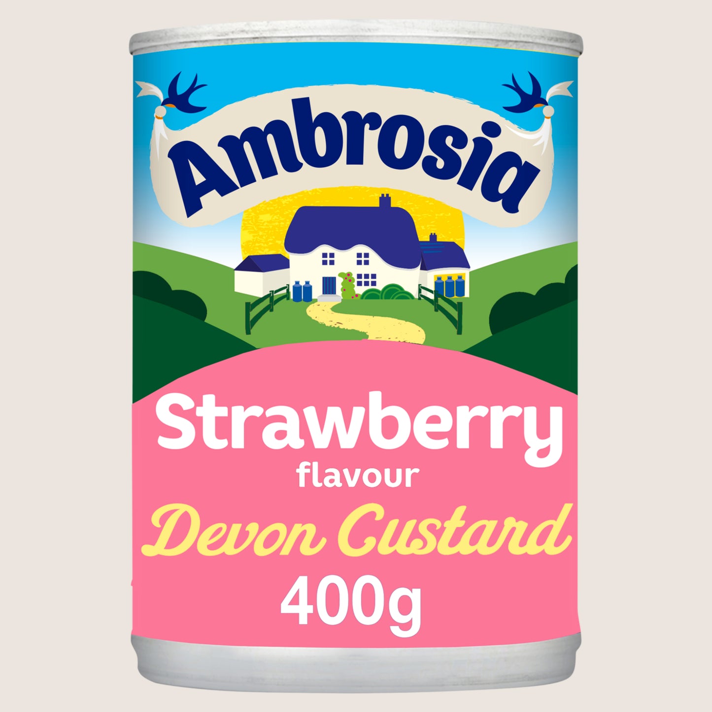 Ambrosia Strawberry Custard Dessert Can No Artificial Additives 400g