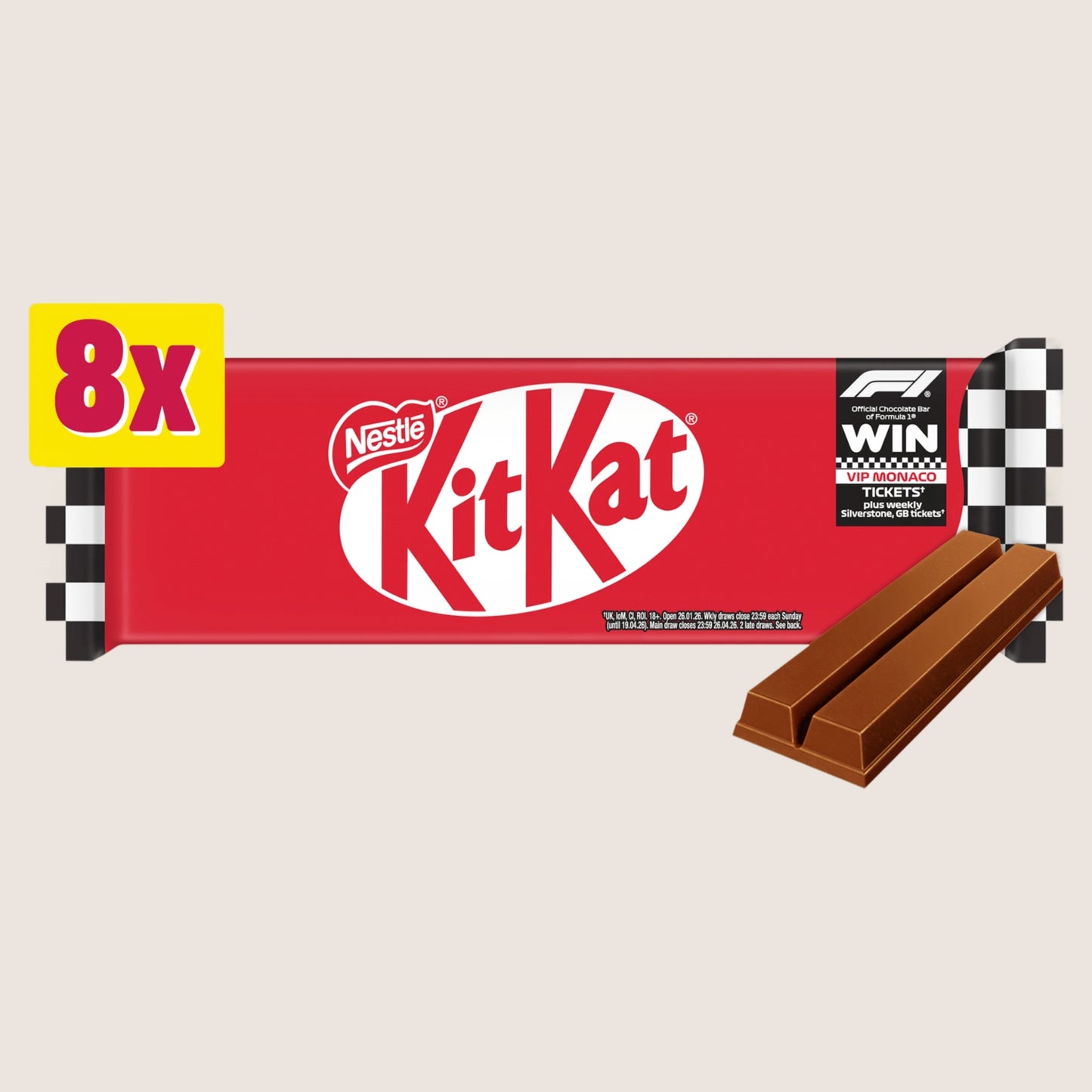 KitKat F1 2 Finger Milk Chocolate Biscuit Bar Milk Chocolate 8 Pack 165.6g