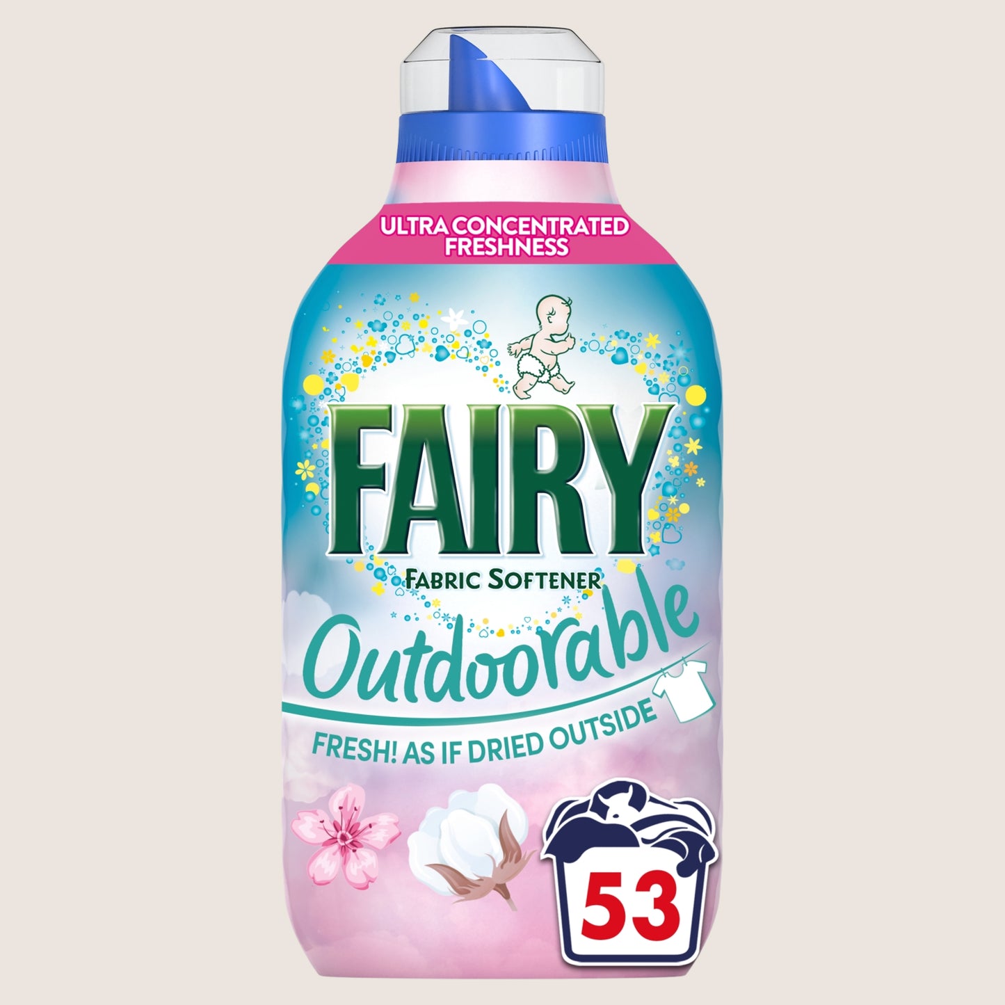 Fairy Outdoorable Fabric Conditioner, Cherry Blossom & Nordic Cotton 53 Washes 742ml