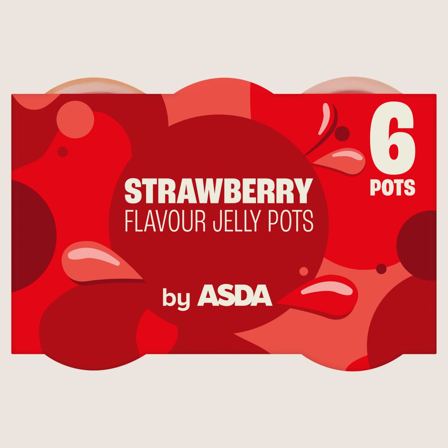 ASDA Strawberry Flavour Jelly Pots No Added Sugar 6 x 120g