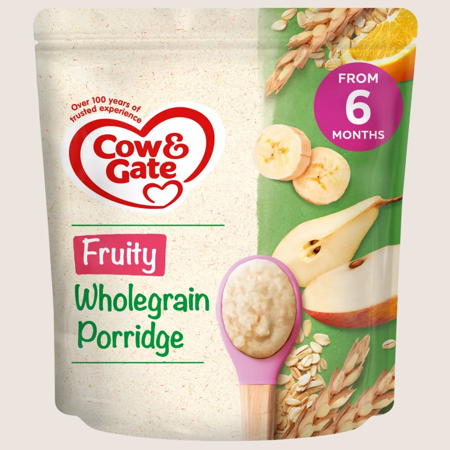 Cow & Gate Fruity Wholegrain Porridge Baby Cereal, 6+ Months 6 Months Plus 125 g