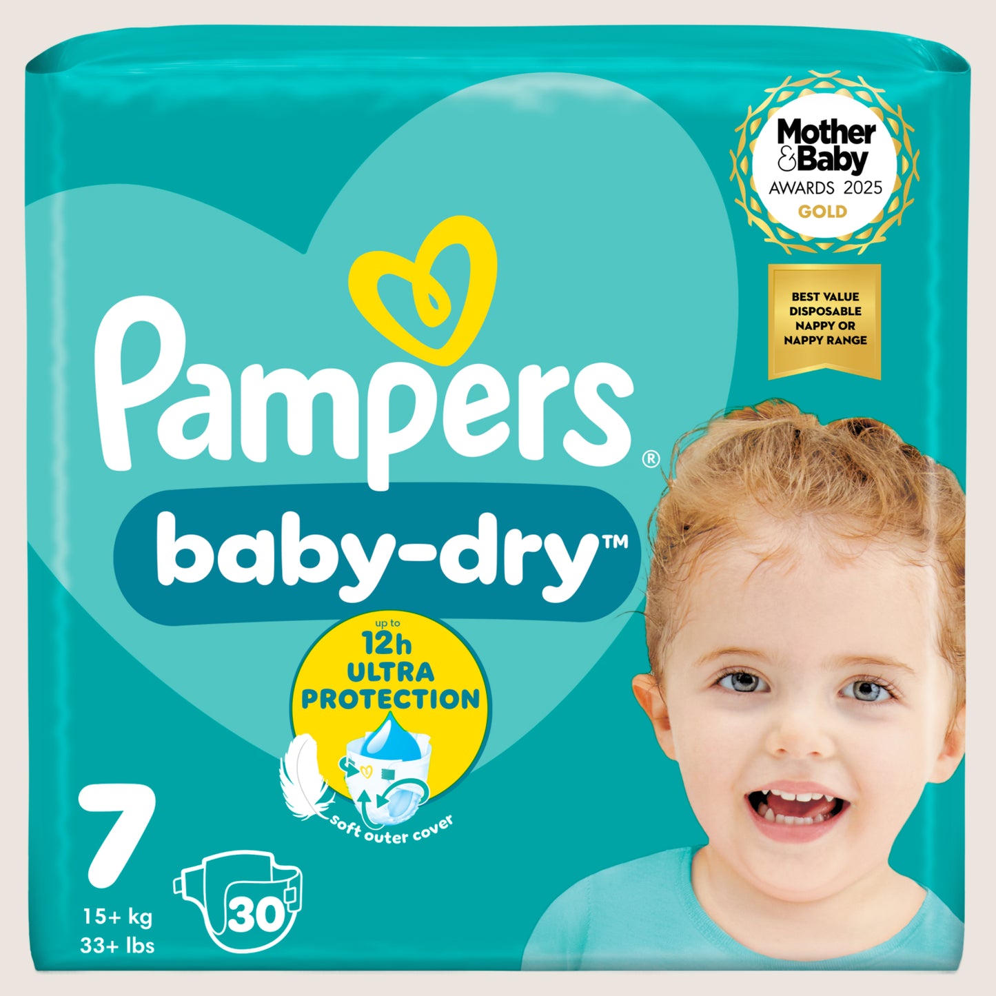 Pampers Baby-Dry Size 7, , + Essential Pack Size 7 30 Nappie 15kg