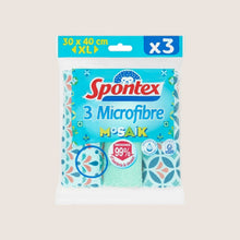 Spontex 3 Mosaik Microfibre Cloths, 40x30 cm Cleaning Cloths