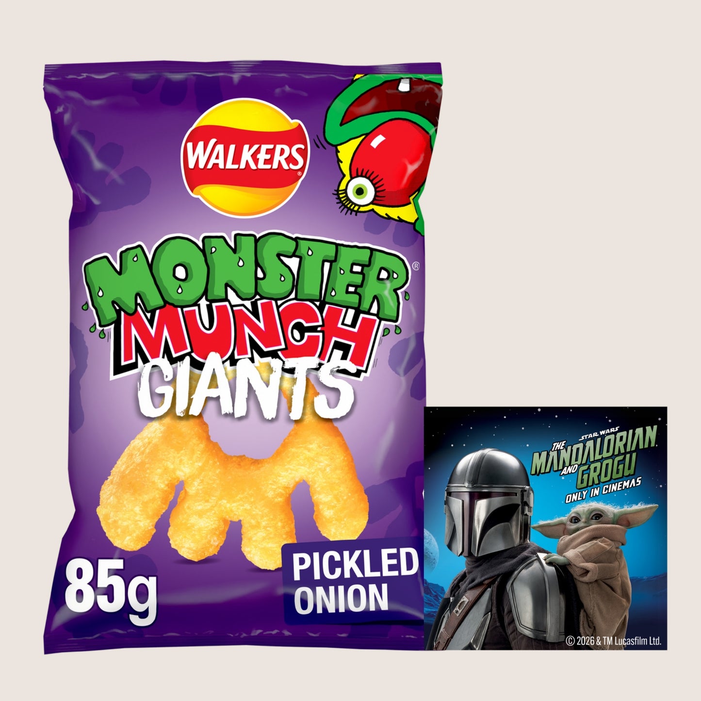 Walkers Monster Munch Giants Pickled Onion Sharing Snacks Crisps Sharing Size 85g
