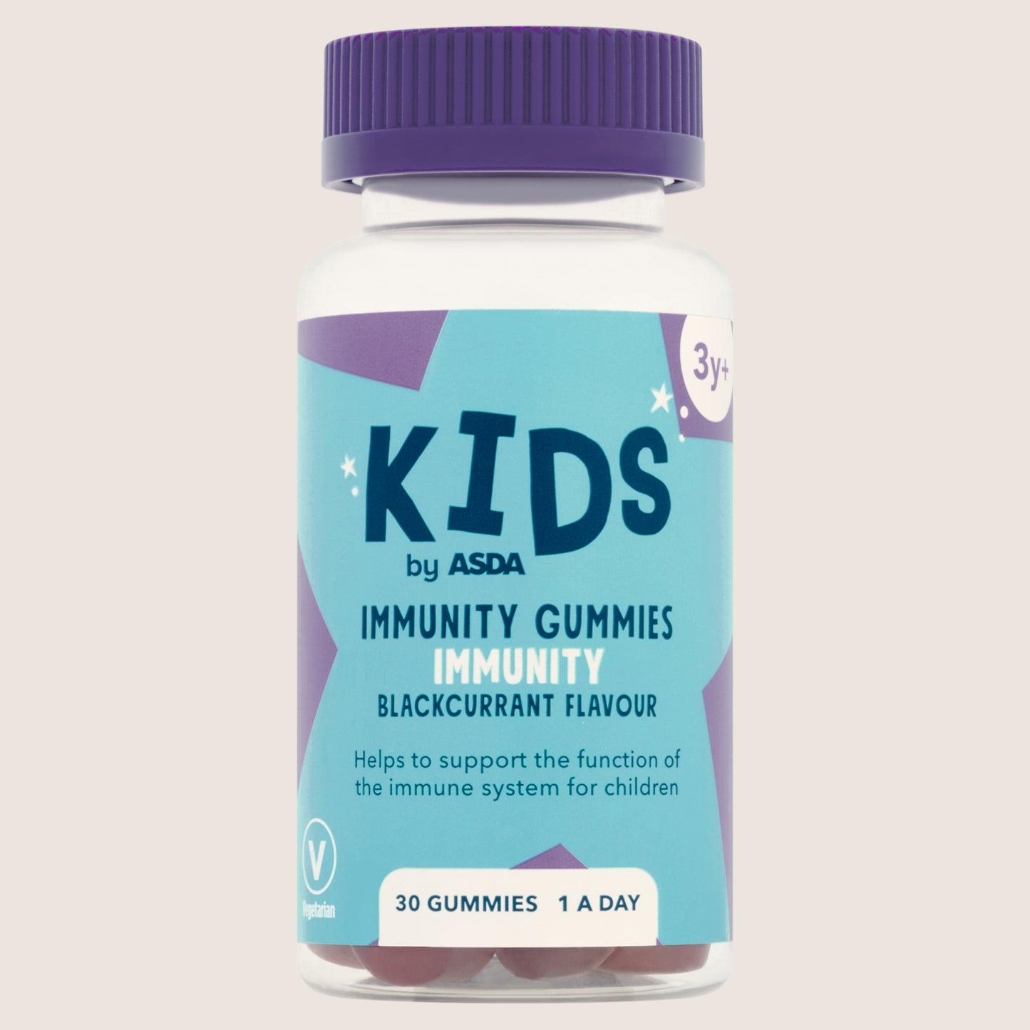 ASDA Kids Immunity Gummies Blackcurrant Flavour 1 a Day 30 Gummies