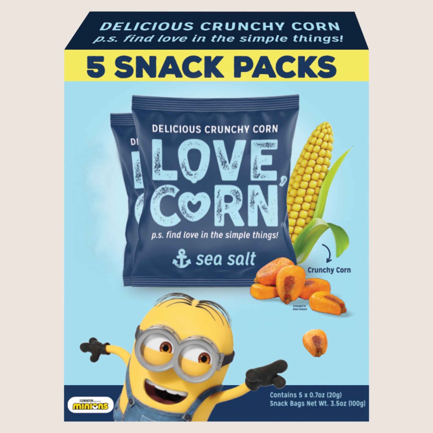LOVE CORN Sea Salt Delicious Crunchy Corn Gluten Free 5 x 20g