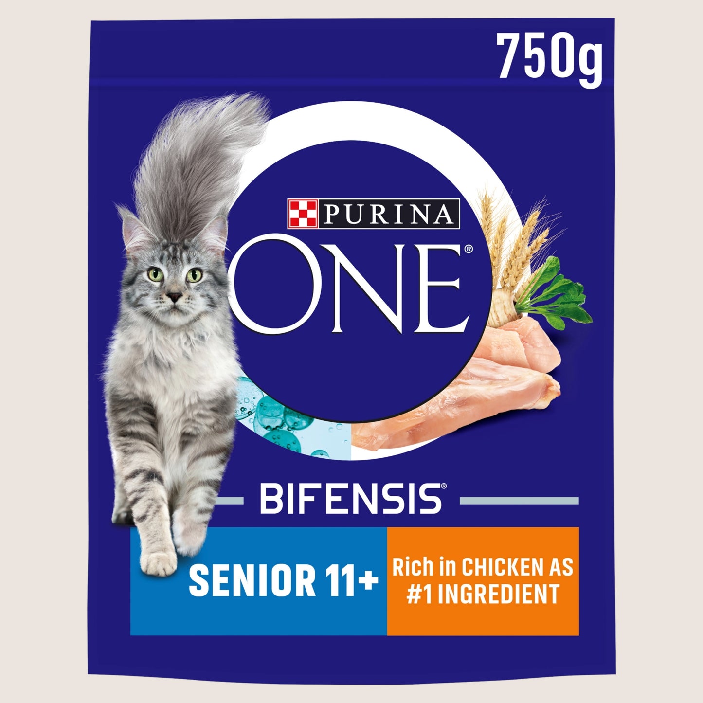 Purina ONE Senior 11+ Chicken Dry Cat Food Senior Formula 750g