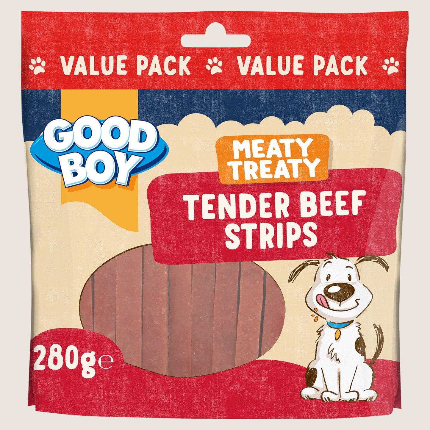 Good Boy Meaty Treaty Tender Beef Strips No Artificial Additives 280g