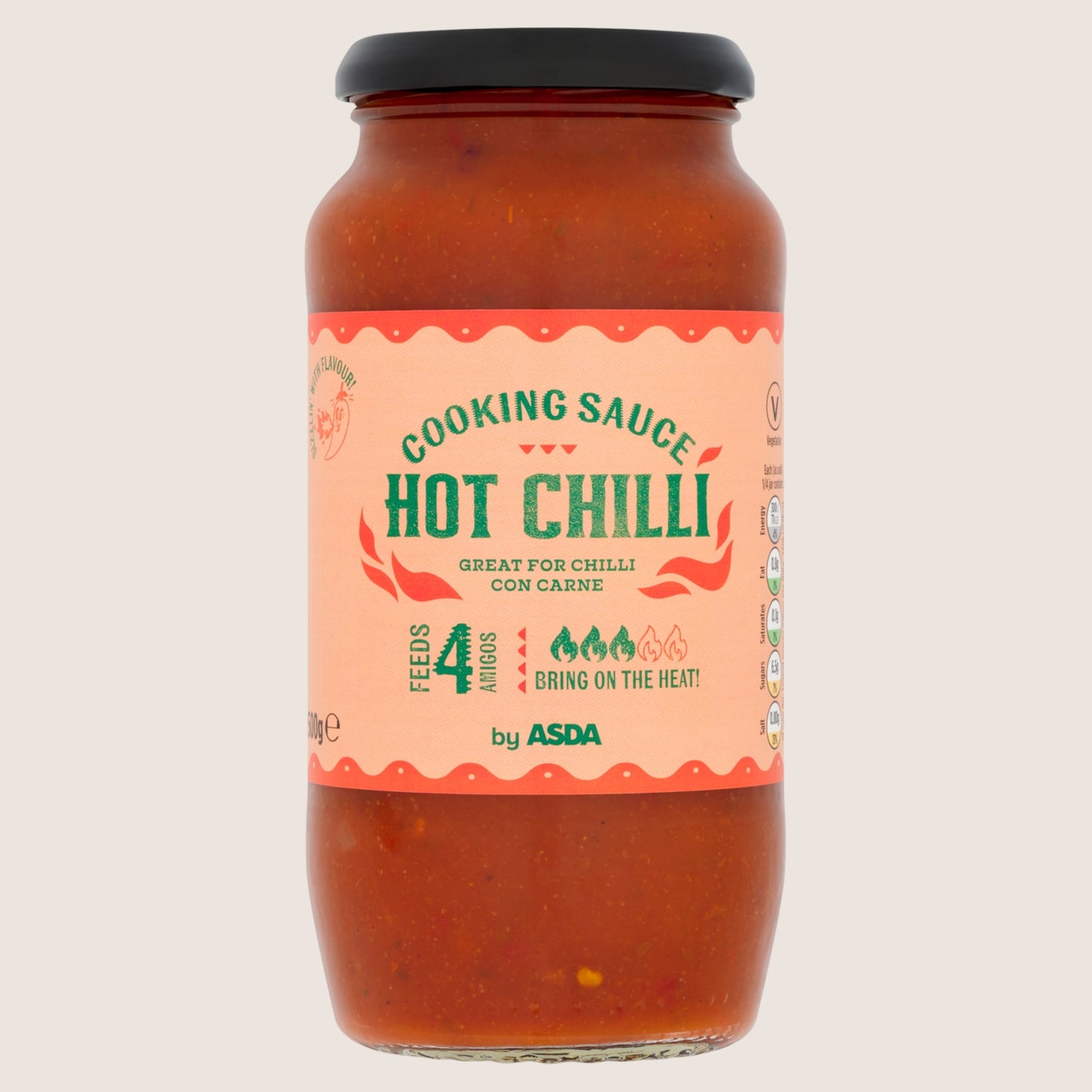 ASDA Hot Chilli Cooking Sauce No Artificial Additives 500g