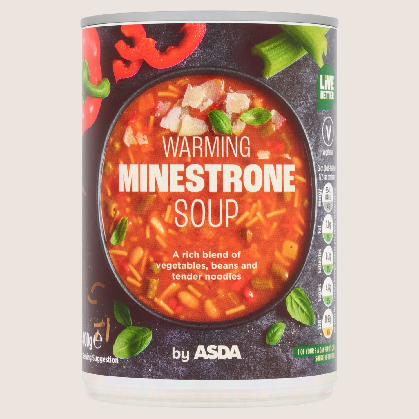 ASDA Minestrone Warming Soup No Artificial Additives 400g