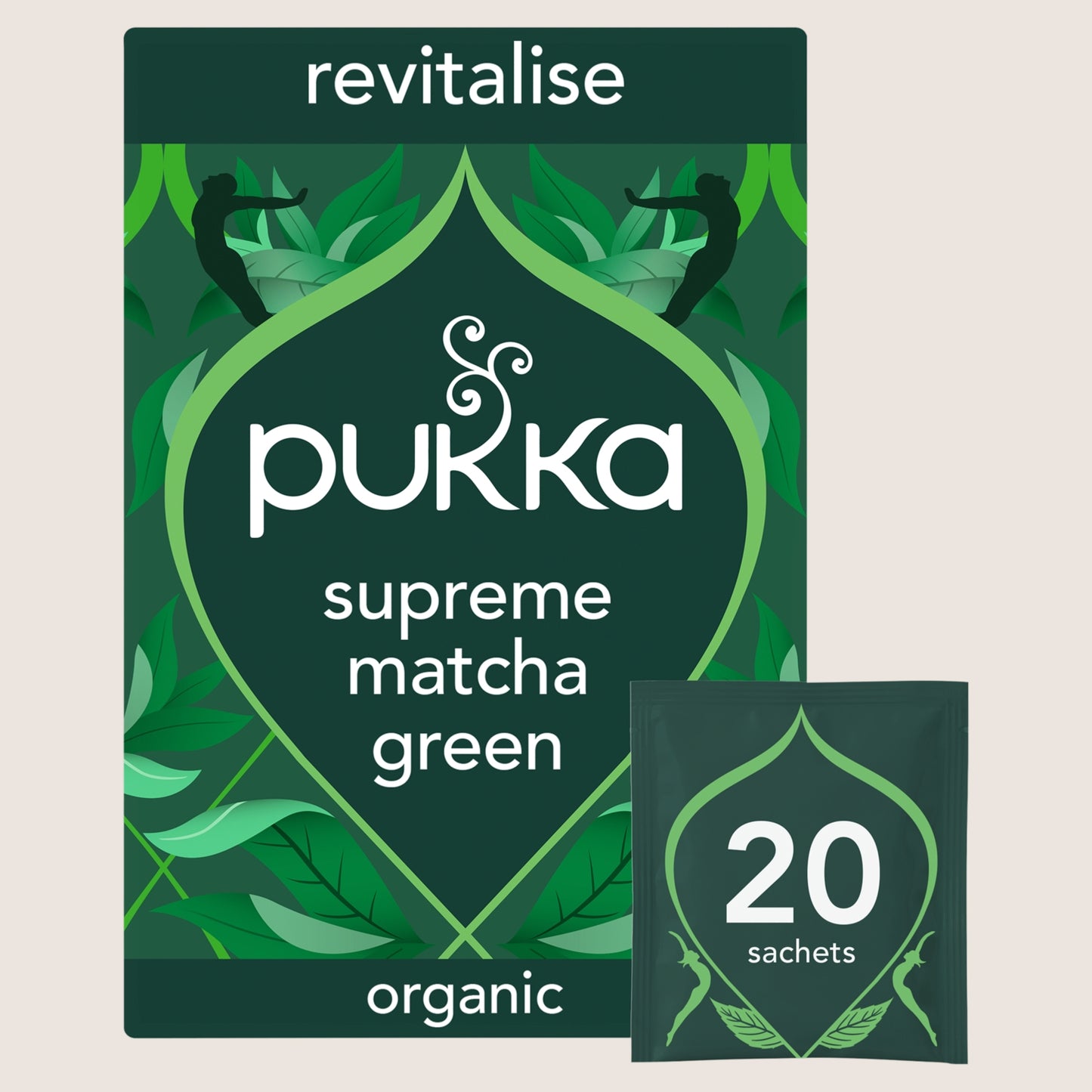 Pukka Organic Supreme Matcha Green Herbal Tea 20 Home Compostable Green Tea Bags 30g