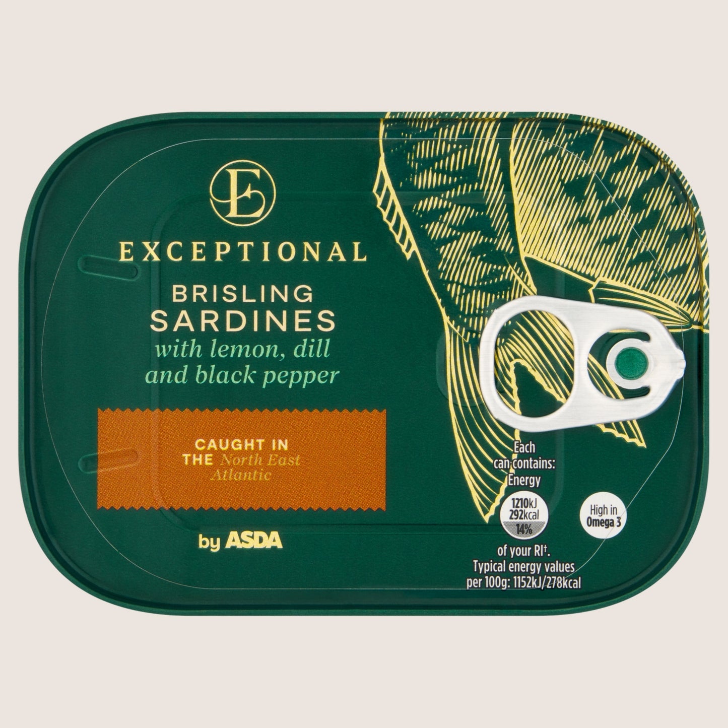 Exceptional by ASDA Exceptional by Brisling Sardines with Lemon, Dill and Black Pepper High in Protein 105g