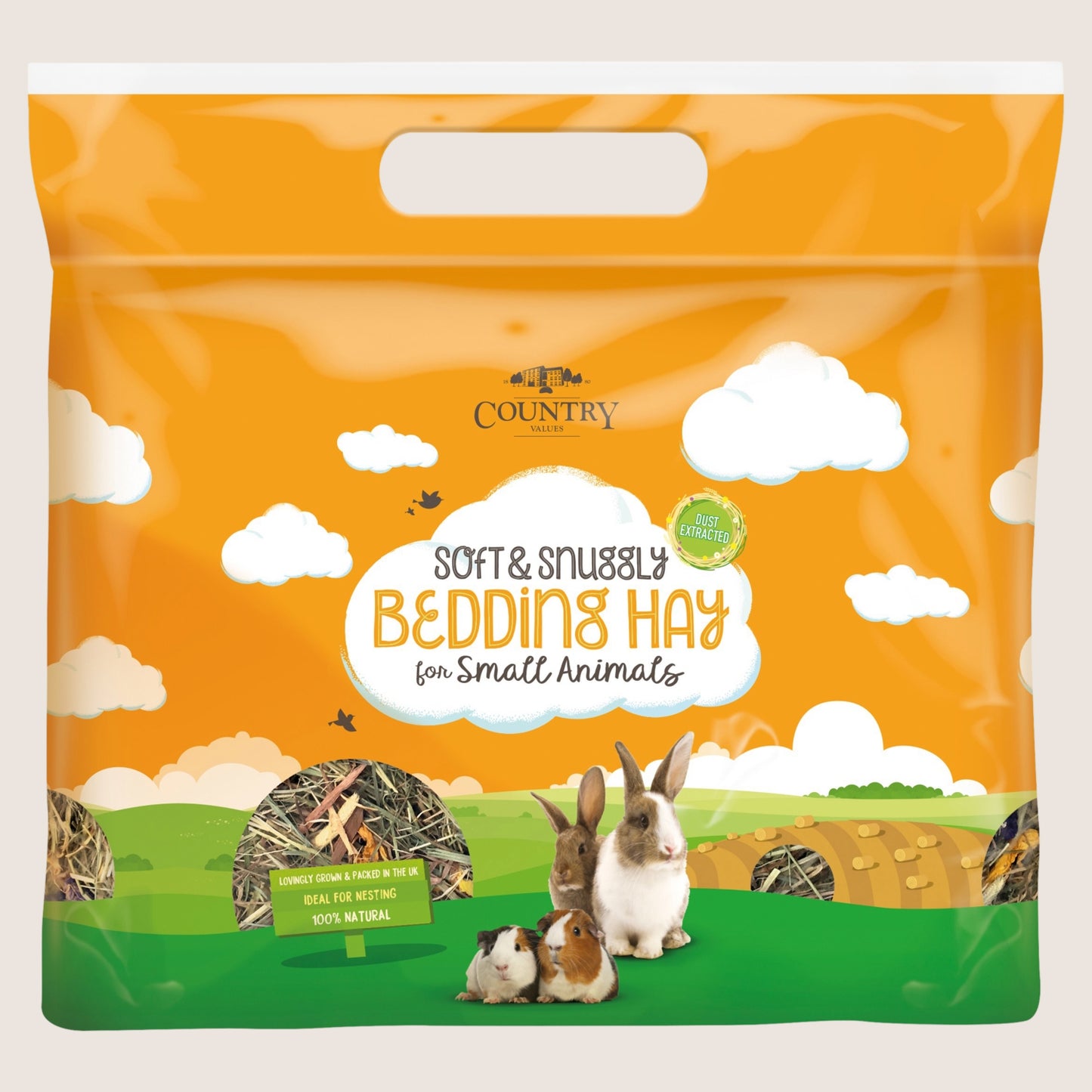Country Values Soft & Snuggly Bedding Hay for Small Animals 1kg