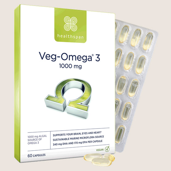 Healthspan Veg−Omega® 3 1000mg Vegan Friendly 60 capsules