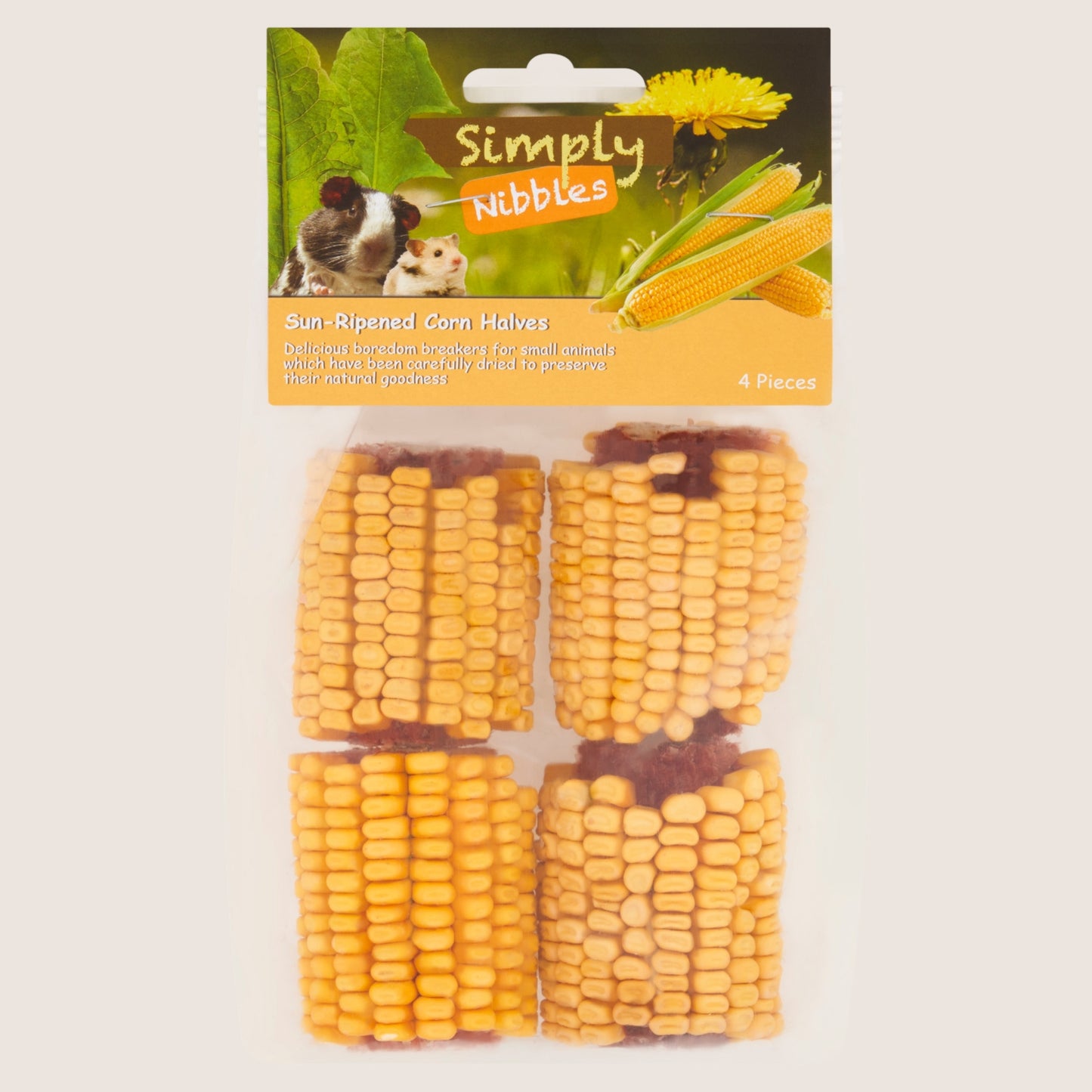 Simply Nibbles 4 Sun-Ripened Corn Halves Nutritionally Complete 200g