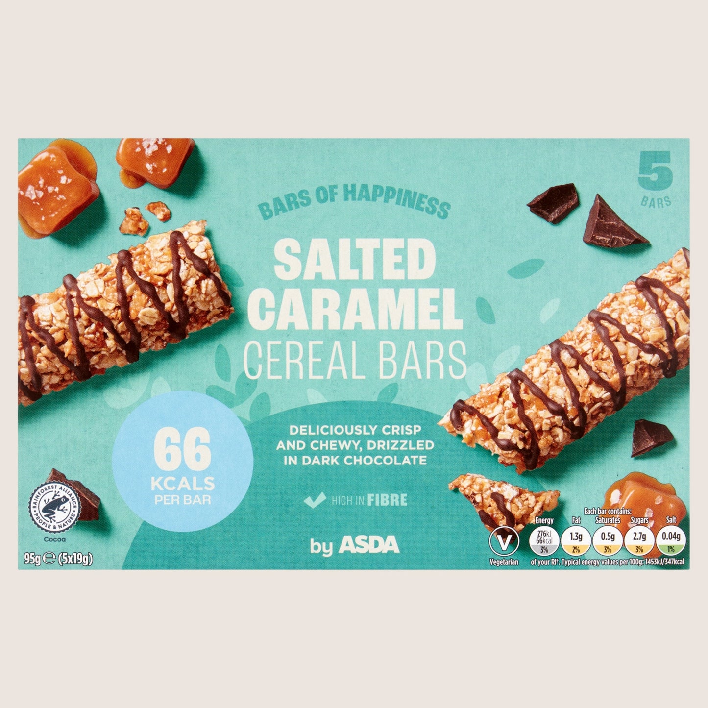 ASDA Salted Caramel Cereal Bars Vitamin Fortified 19g