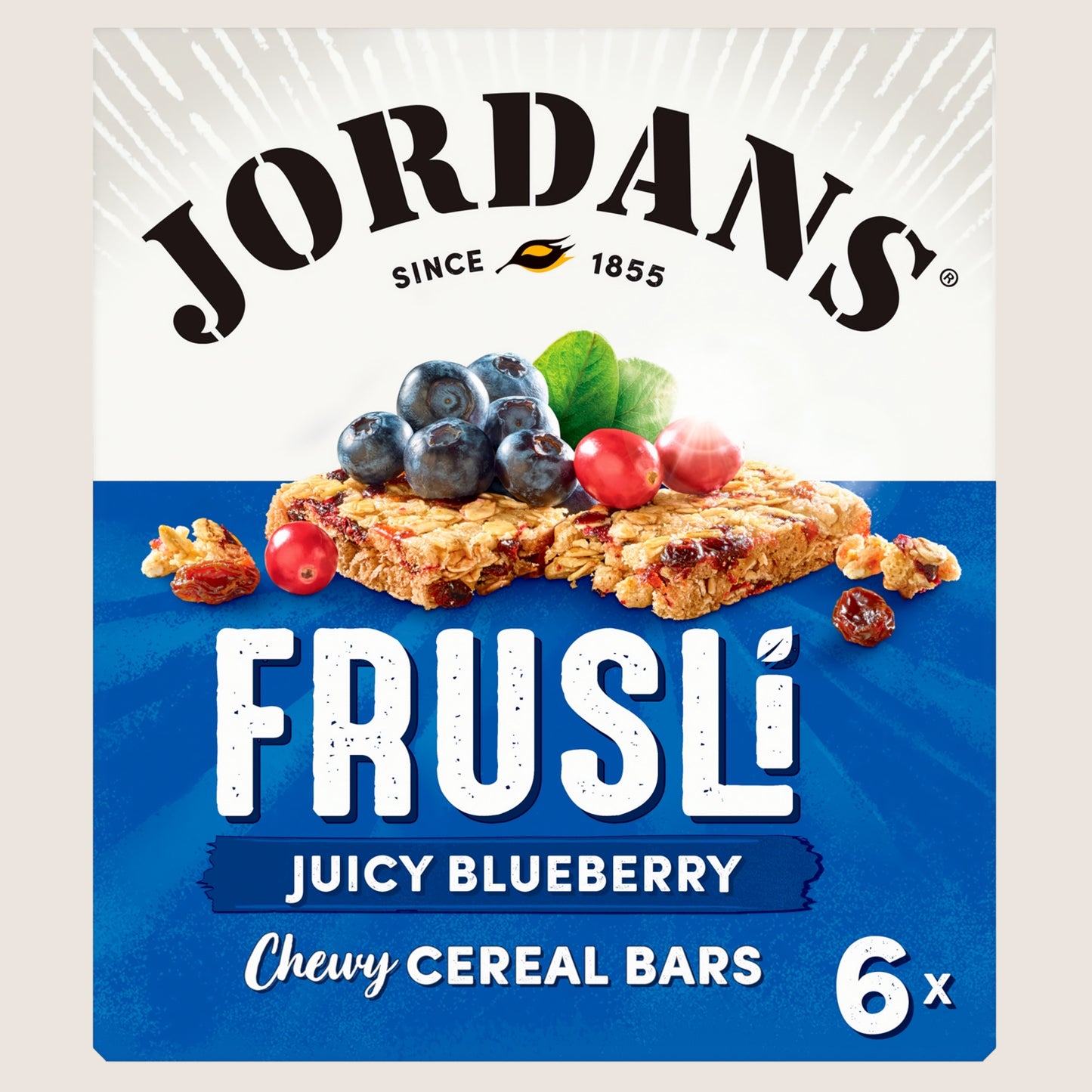 Jordans Frusli Juicy Blueberry Chewy Oat Cereal Snack Bars  Wholegrain 6 x 25g