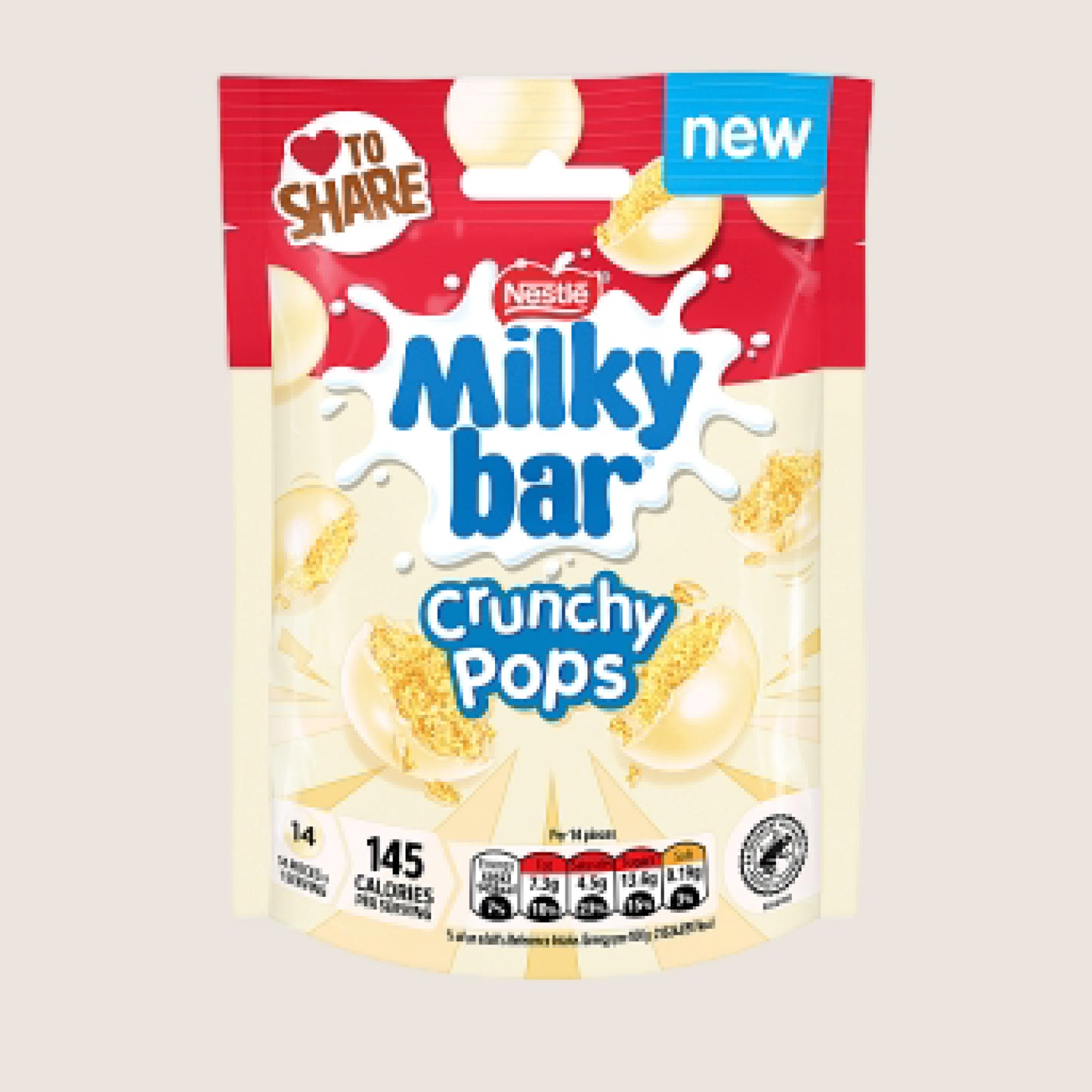 Milkybar Crunchy Pops White Chocolate Sharing Bag 90g