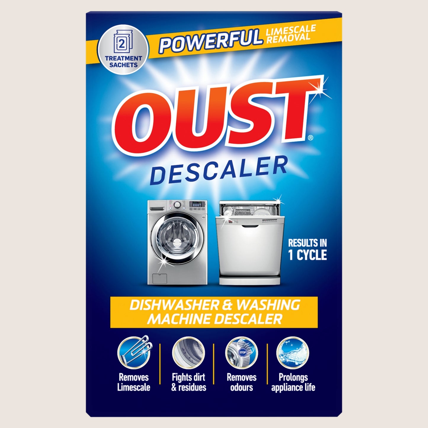 Oust Dishwasher & Washing Machine Descaler Sachets 2 x 75g
