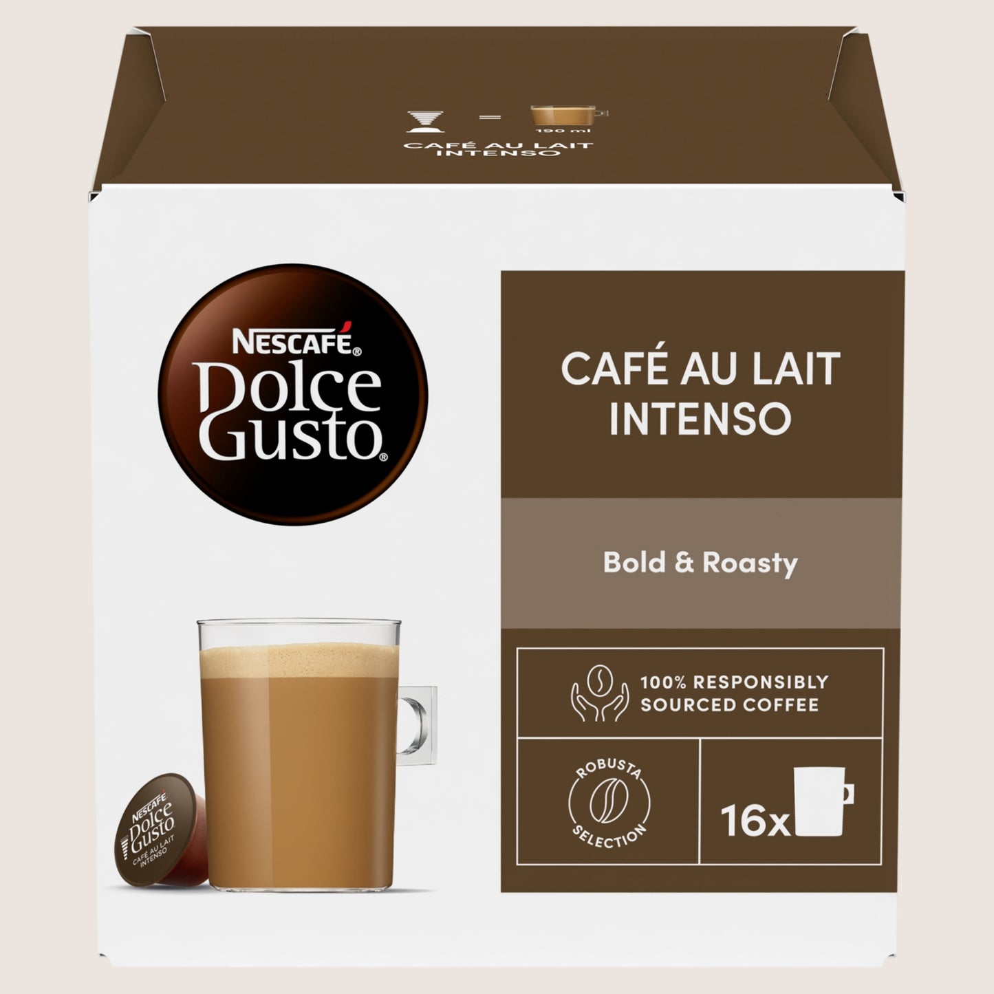 Nescafé Café Au Lait Intenso Coffee Pods x16 No Artificial Additives