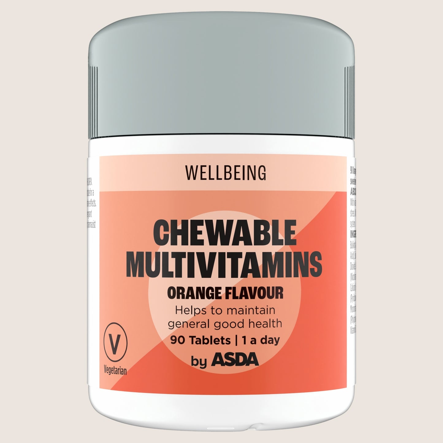ASDA Wellbeing Orange Flavour Chewable Multivitamins 90 Tablets