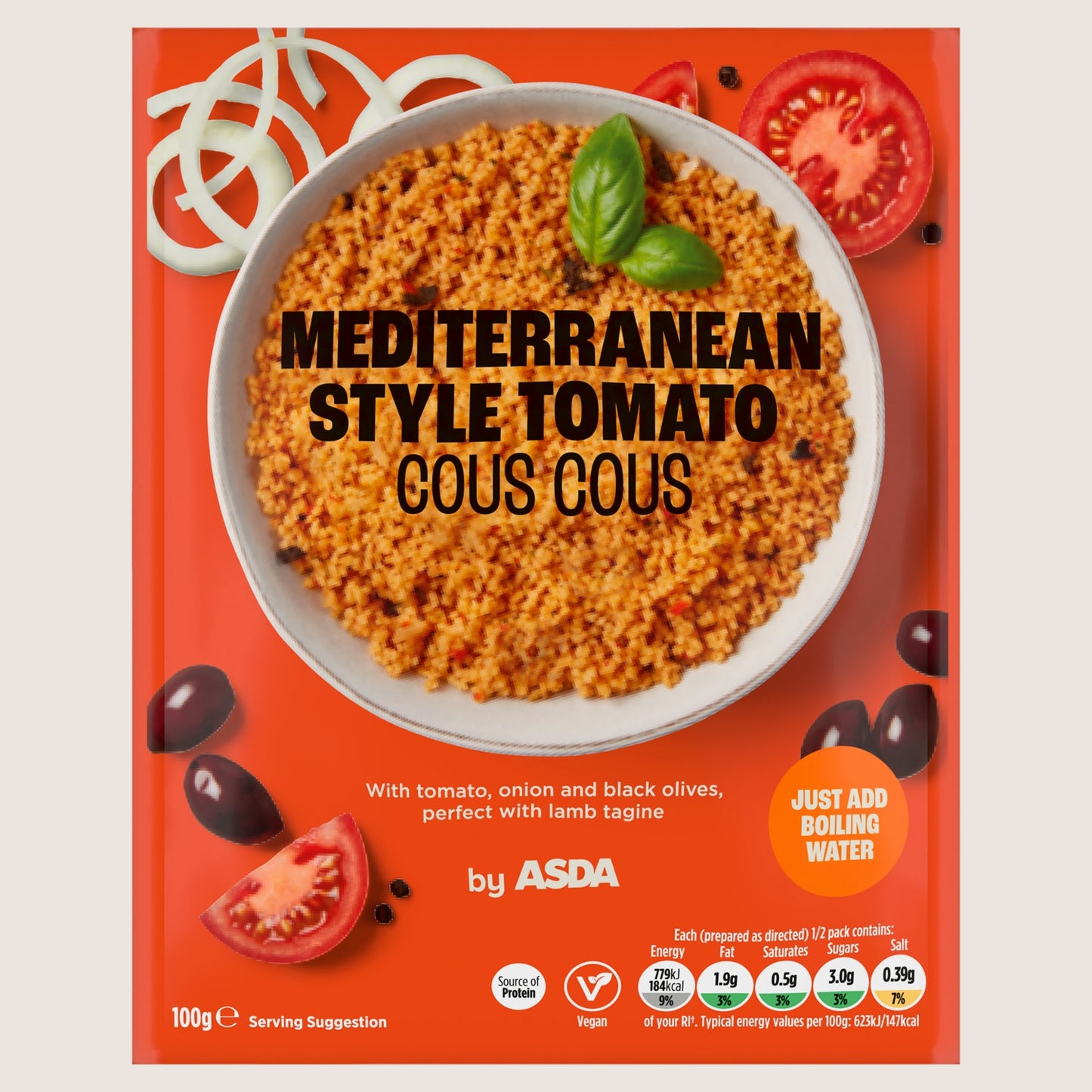 ASDA Mediterranean Style Tomato Cous Cous Vegan Friendly 100g
