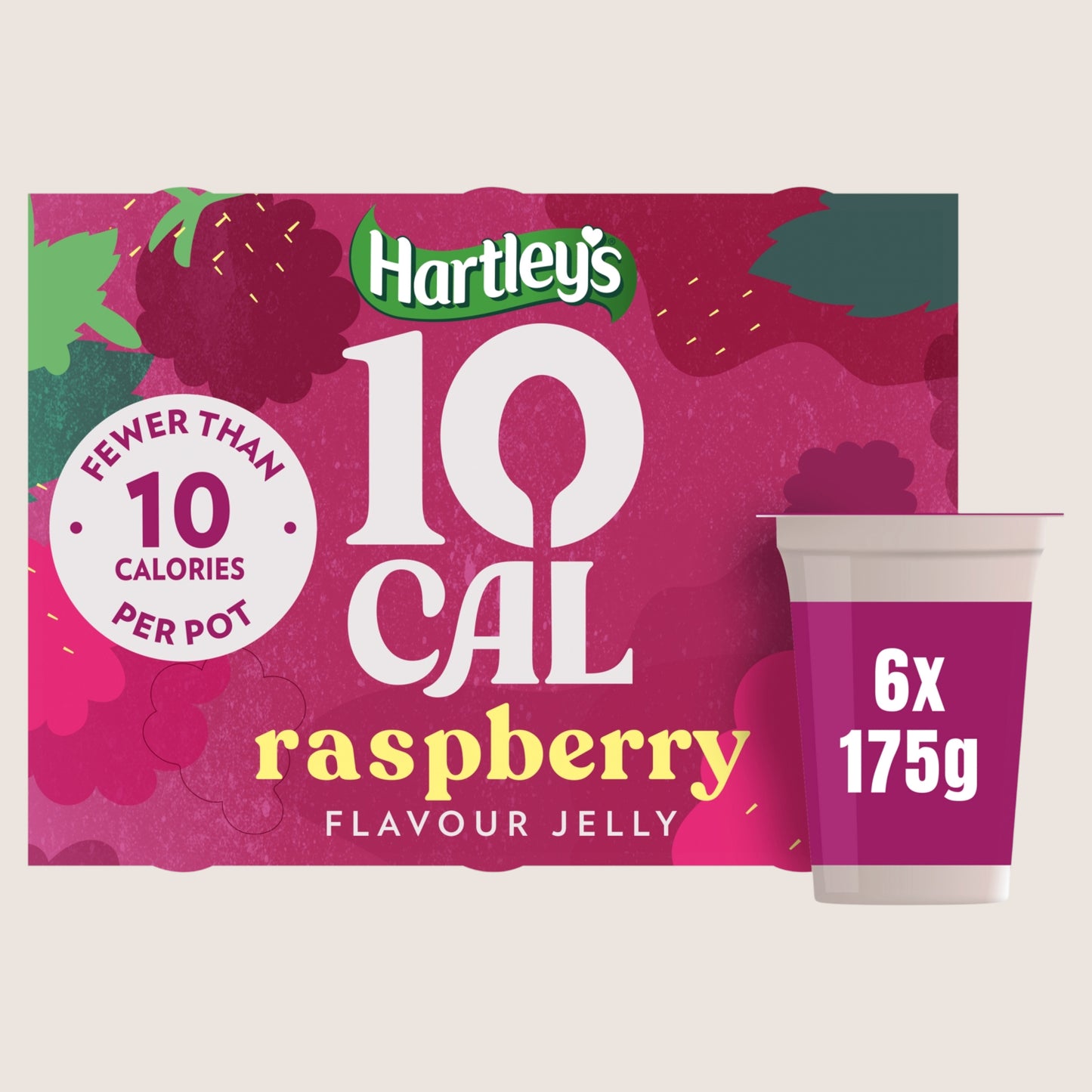 Hartley's 10 Cal Raspberry Flavour Jelly Pots No Artificial Additives 6 x 175g