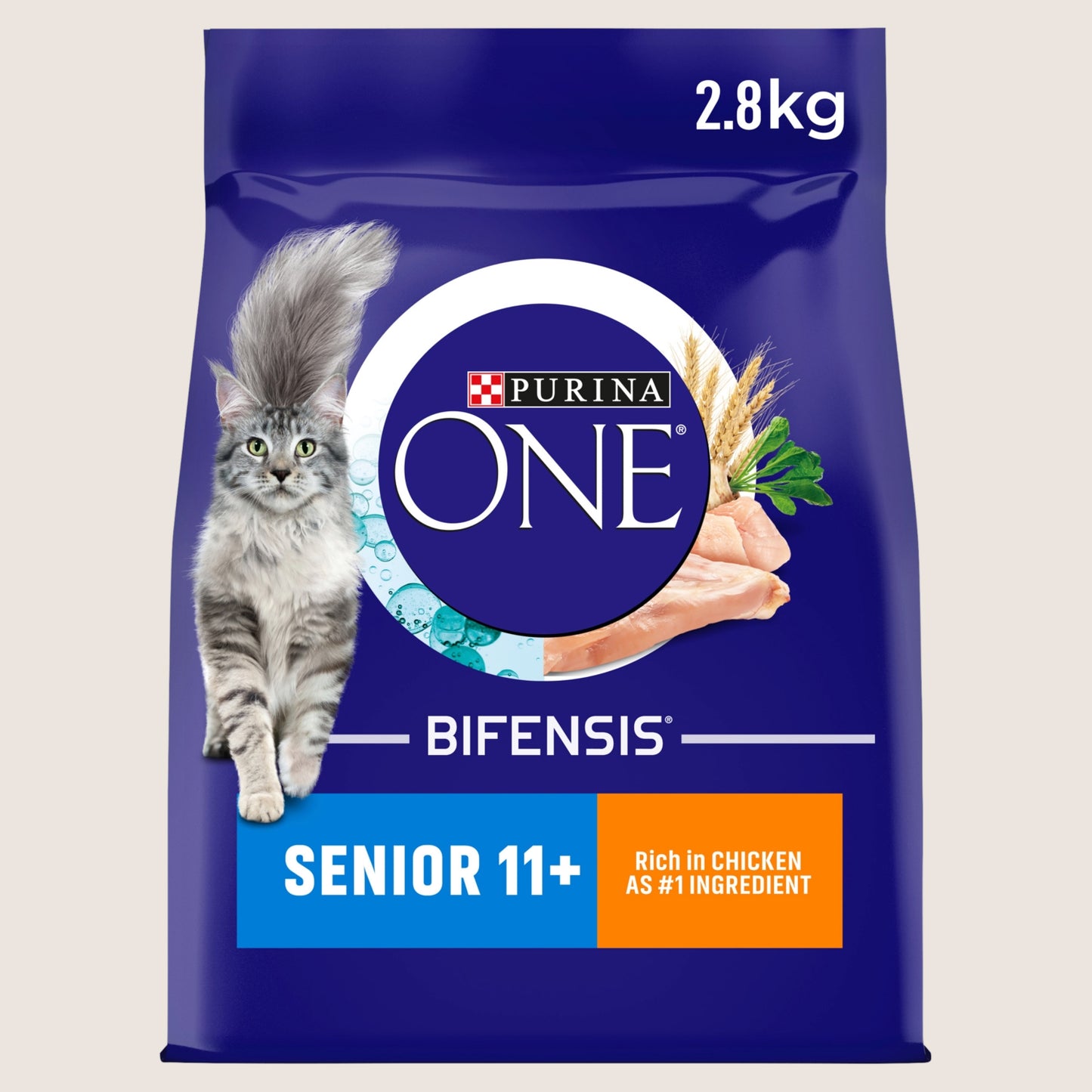 Purina ONE Senior 11+ Chicken Dry Cat Food Senior Formula 2.8kg
