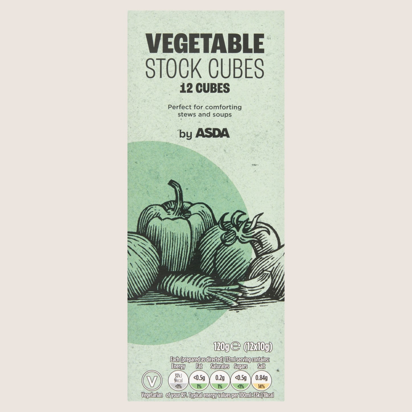 ASDA Vegetable Stock Cubes No Artificial Additives 12 x 10g