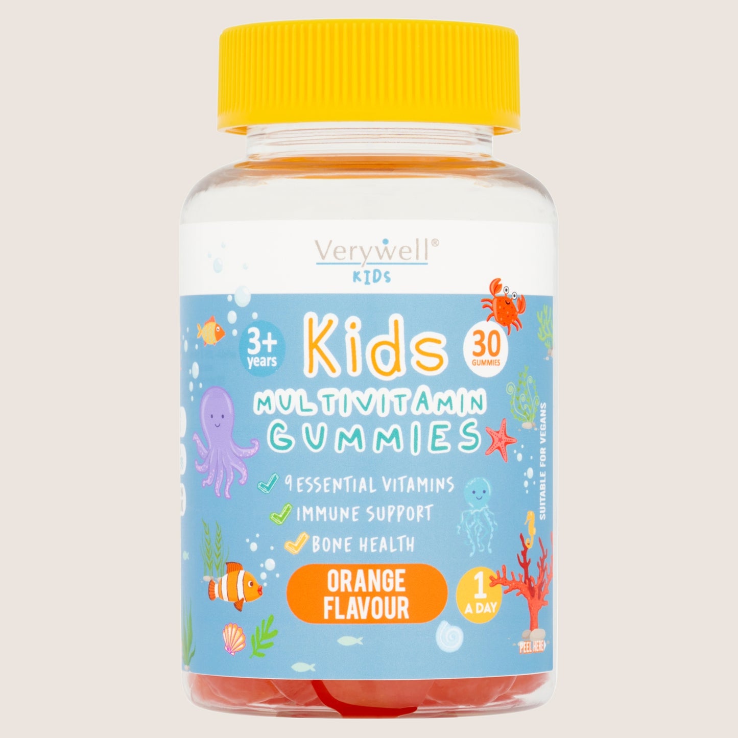 Verywell 30 Kids Multivitamin Gummies Orange Flavour 3+ Years