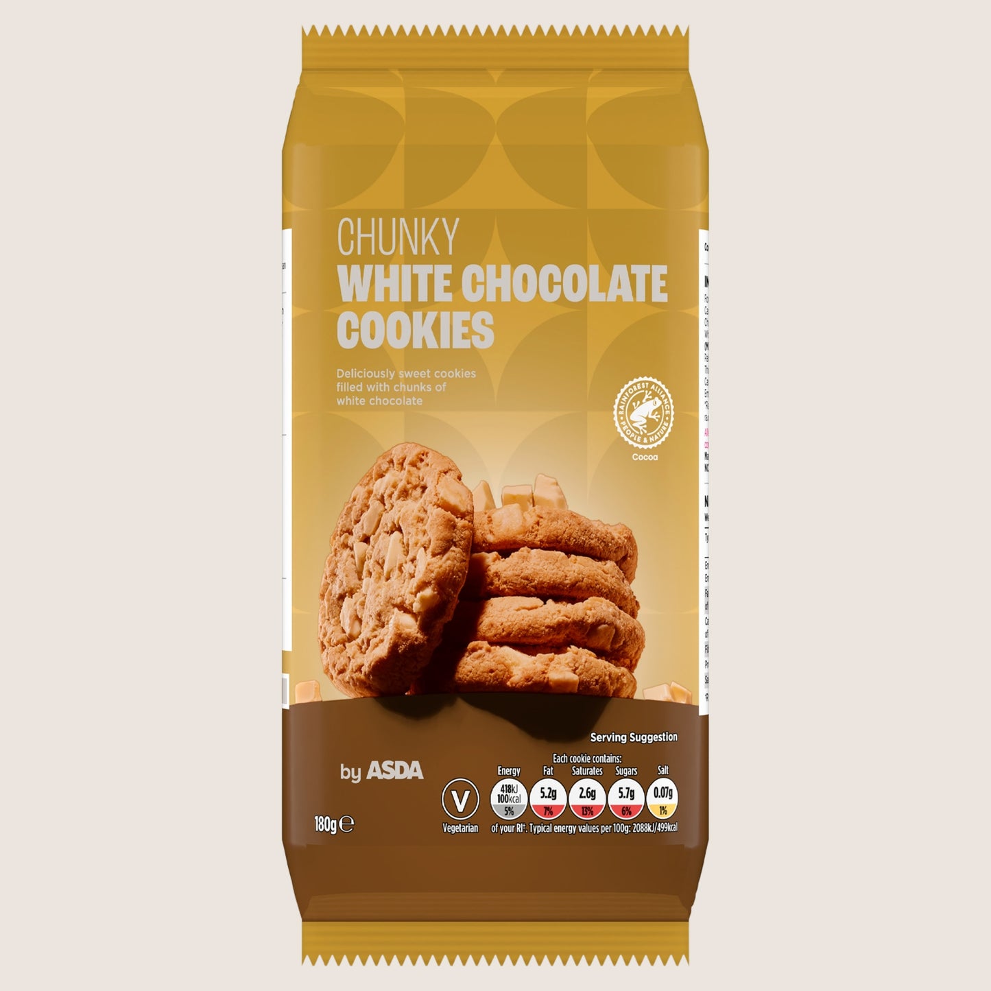 ASDA Chunky White Chocolate Cookies White Chocolate 180g