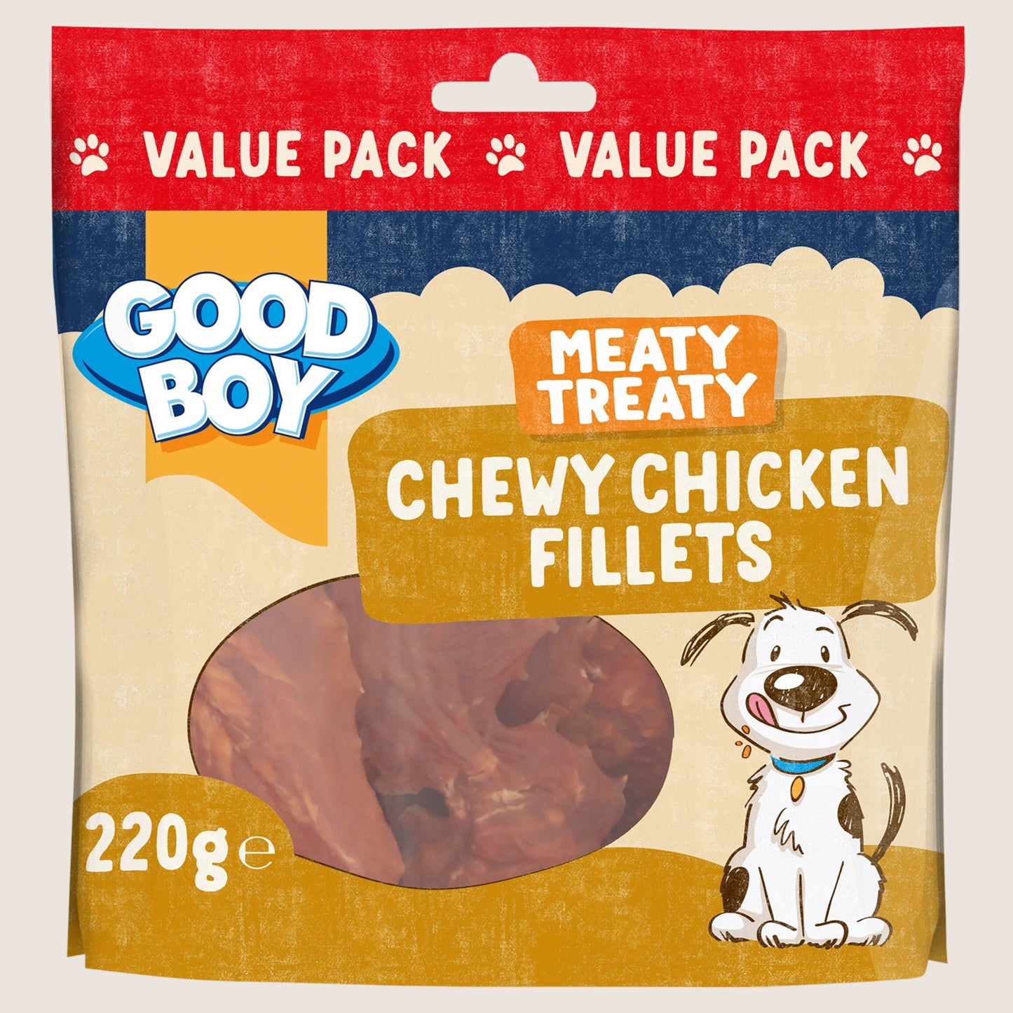 Good Boy Meaty Treaty Chewy Chicken Fillets No Artificial Additives 220g