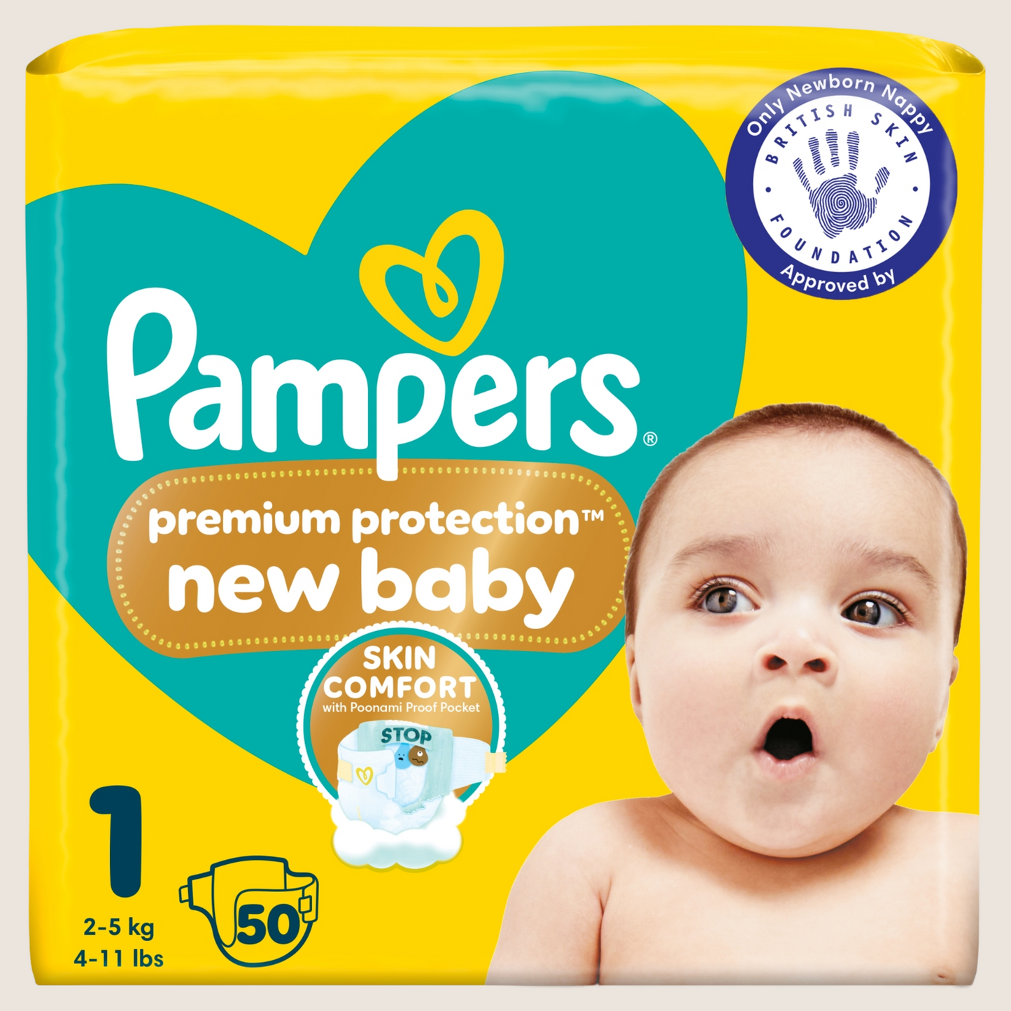 Pampers Premium Protection New Baby Size 1, , - Essential Pack Dermatologist Tested 50 Nappie 2kg