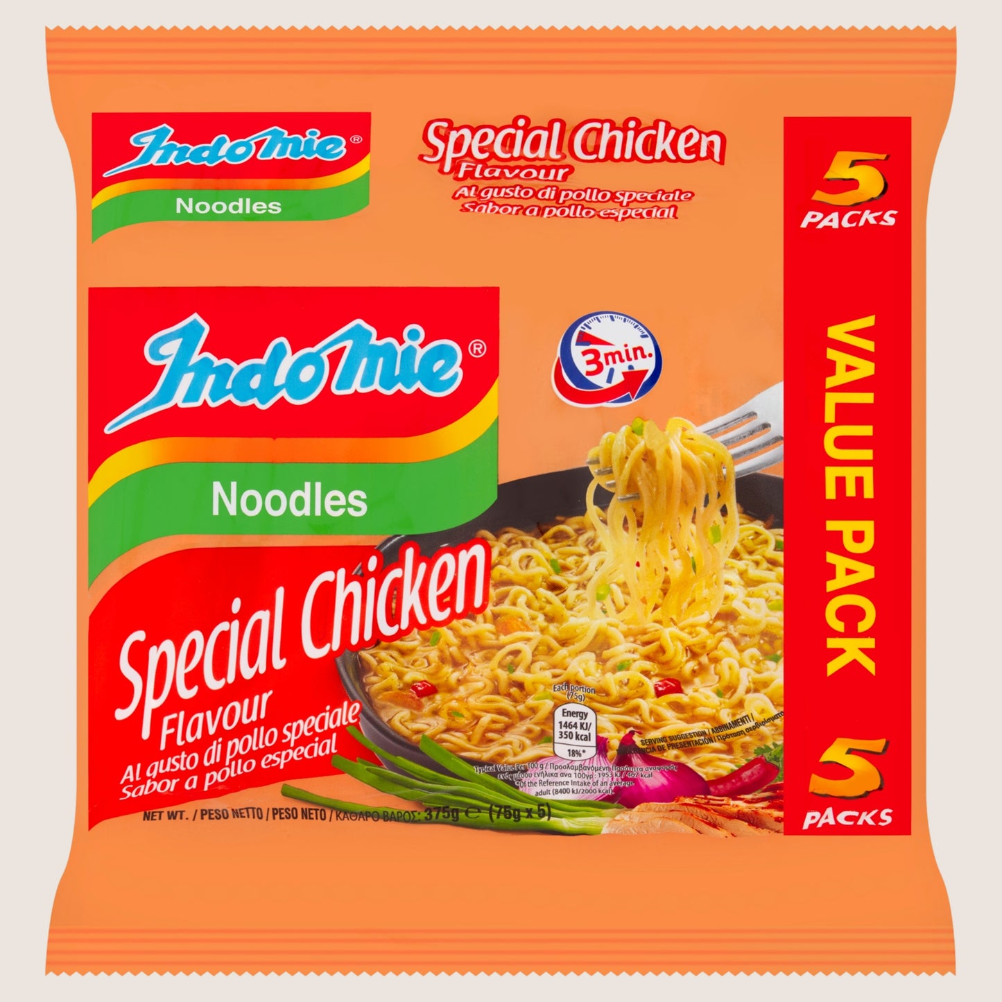Indomie Special Chicken Flavour Noodles Ready in Minutes 5 x 75g